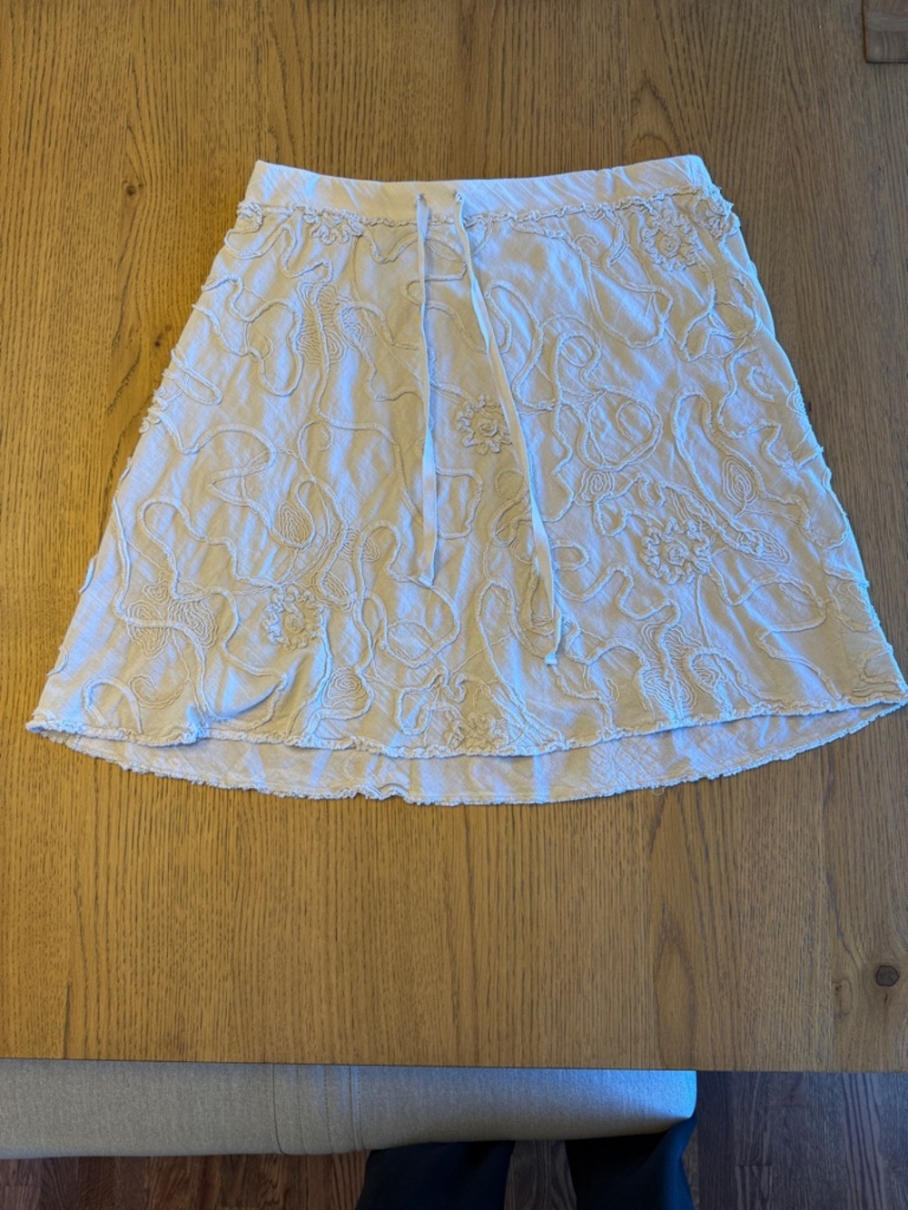 Max Studio Cream Embroidered A-Line Skirt